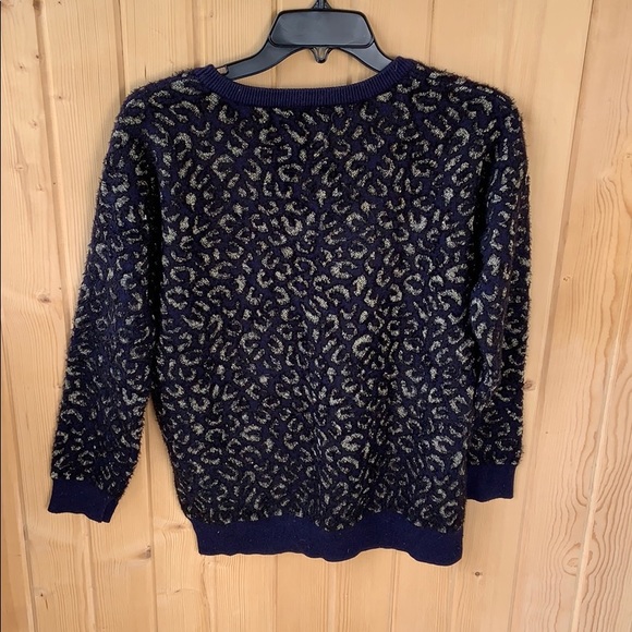 Zara Knit Navy and Gold Leopard Print Sweater - Picture 6 of 7